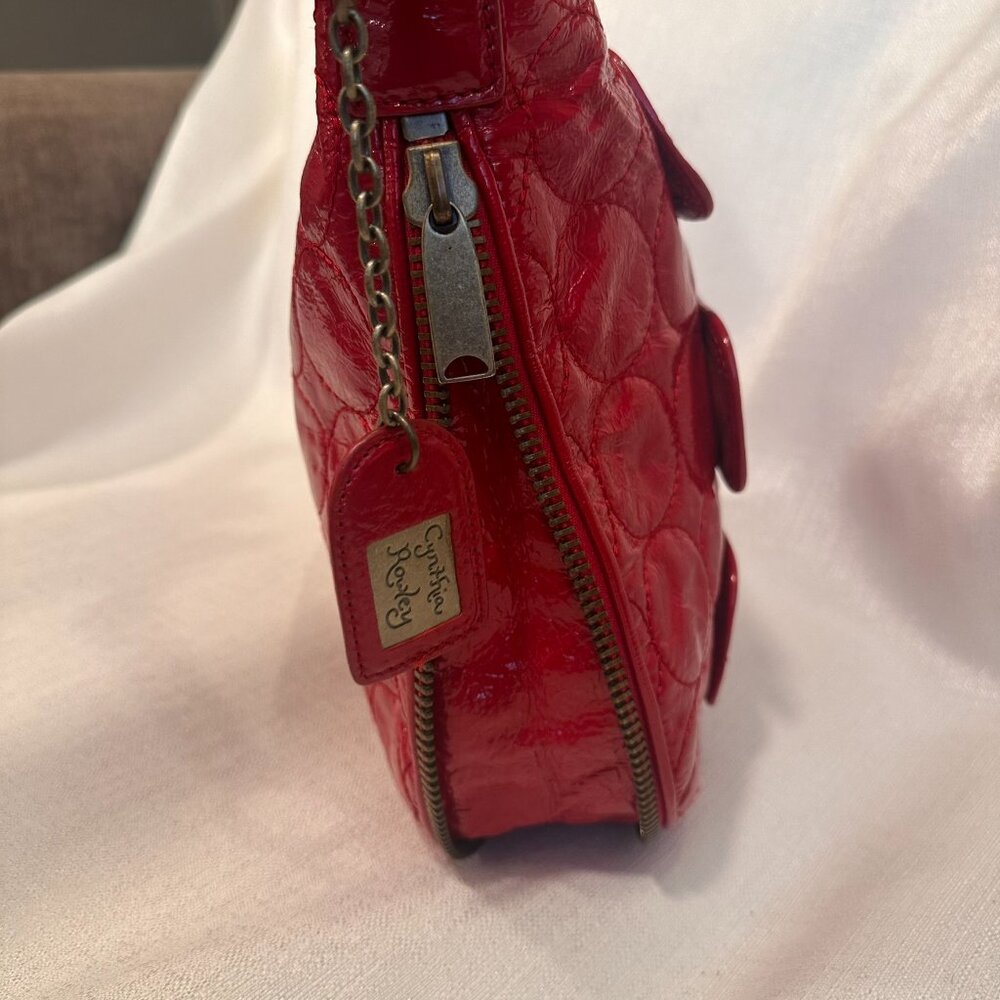 Vintage Y2K Cynthia Rowley Red Quilted Patent Shoulder Bag - Picture 7 of 12